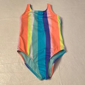 Wonder Nation Girls MultiColored Striped Bathing Suit- Size S (6/6X)